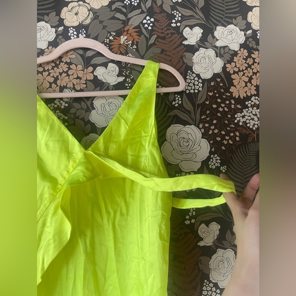 The Helmut Lang Long Double Satin Sash Dress - Neon Yellow size 6 - Picture 11 of 11